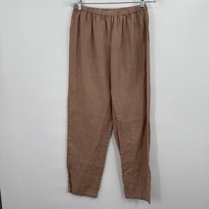 Simple Opulence Pants Womens Large Tan Linen Beach Coastal Minimalist Relaxed